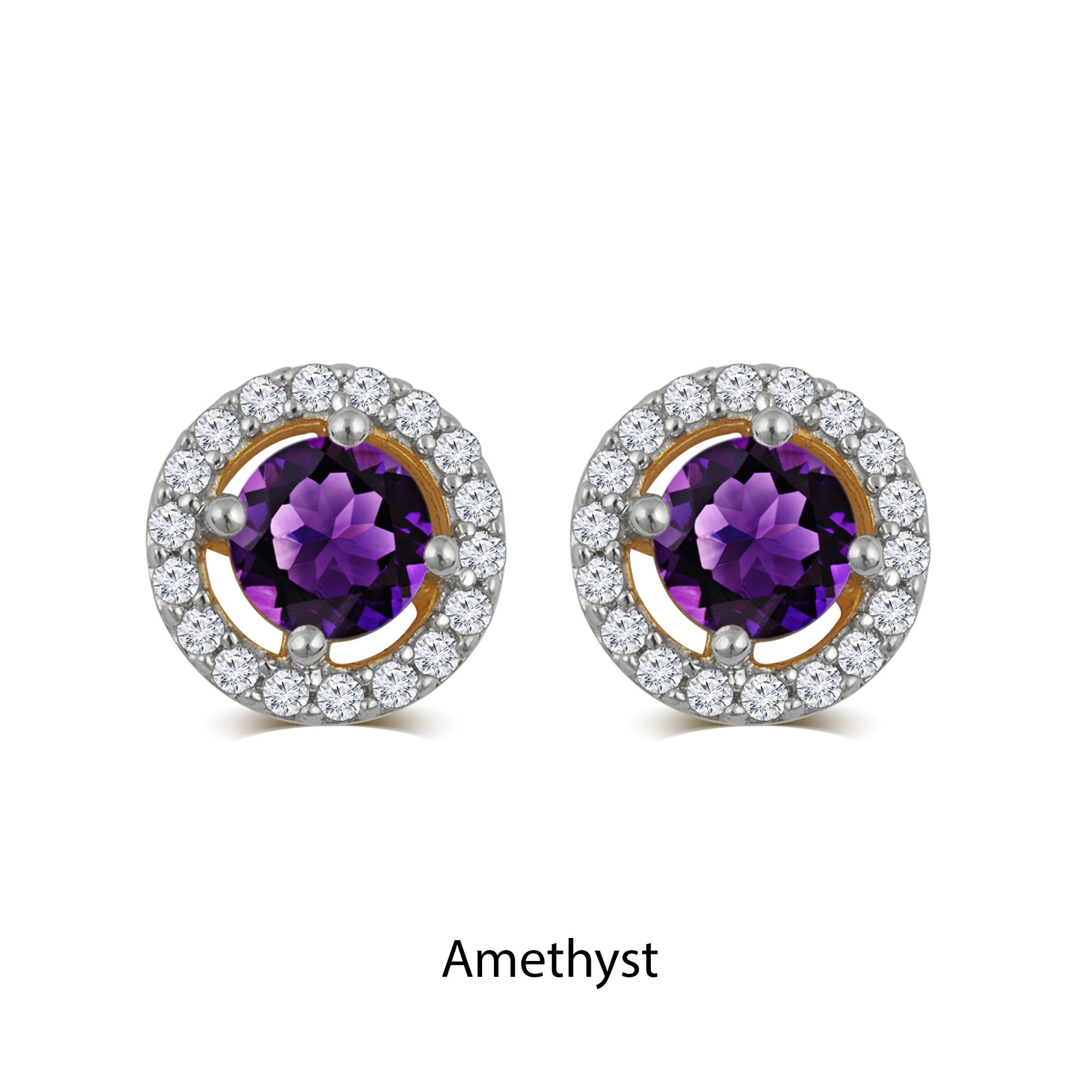 Arista Amethyst and White Sapphire Birthstone Women's Earring in Sterling Silver