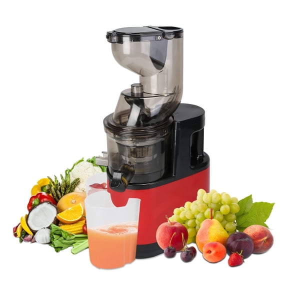 Cold Press Juicer Machine 300W Electric Slow Masticating Juicer for Whole Vegetable and Fruit with Reverse Function 2 Containers Cleaning Brush Clear Marks Easy Cleaning