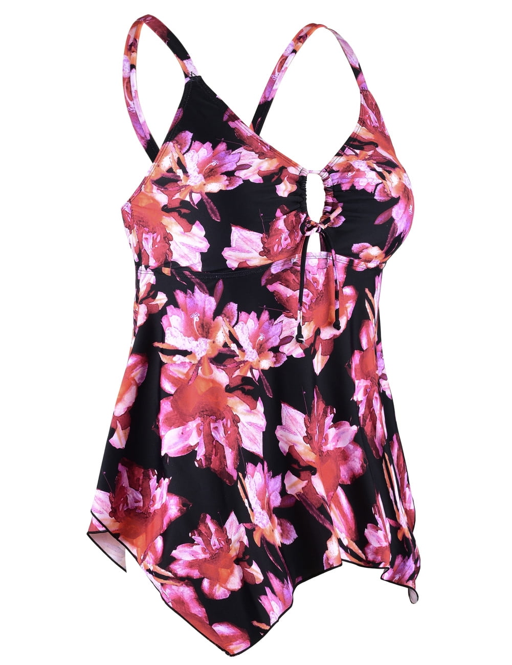 Mycoco Women's Front Tie Swim Top Cross Back Tankini Top Flowy Swimsuit Tops
