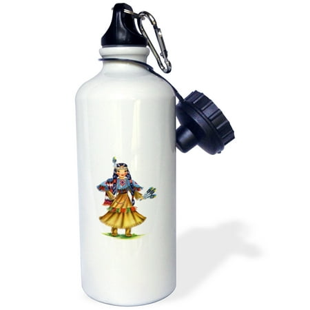 

3dRose Print of Retro Native American Doll Sports Water Bottle 21oz