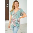 thumbnail image 5 of White Birch Womens Floral Print Short Sleeve Knit Top (Sage, Small), 5 of 5