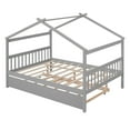thumbnail image 5 of Harper & Bright Designs Full Size Wooden House Bed with Trundle, Wood Montessori Daybed Frame with Roof, Gray, 5 of 11