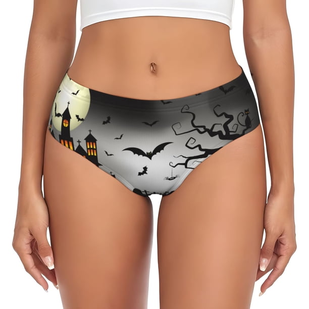 Balery Happy Halloween 1 Ropa Interior de Algodón para Mujer con Dibujo – Braguitas Cómodas y Elásticas, Estilo Clásico-X-Large