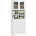 thumbnail image 1 of HOMCOM Armoire de Rangement Moderne pour Garde-Manger de Cuisine avec Portes en Verre Blanc, 1 of 10