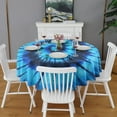 thumbnail image 2 of Blue Tie Dye Mandala Pattern Round Tablecloth 60"x60",Wrinkle Wipeable Table Cloth for Kitchen Dining Room Picnic Patio Party, 2 of 6