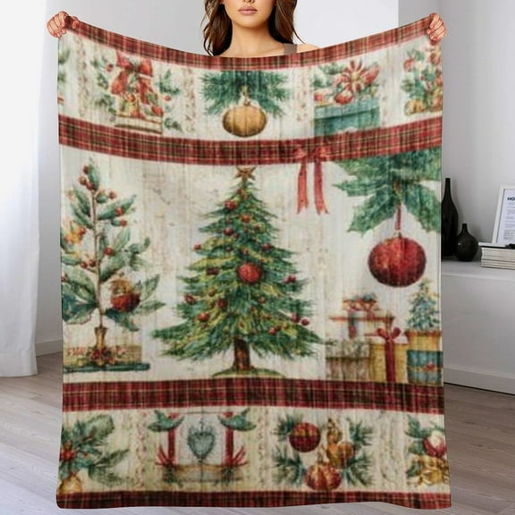 RKSupls Christmas Throw Blanket,Soft Warm Flannel Plaid Blanket Gift for Christmas Home Bed Sofa Couch Decor,60x80 in