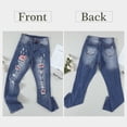 thumbnail image 3 of Sidefeel Women's Distressed Ripped Jeans Retro Ethnic Floral Patchwork Denim Pants Classic Boyfriend Jeans S-2XL, 3 of 9