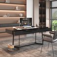 thumbnail image 2 of Computer Desk with 3 Drawers, 71 Inch Office Desk with Y-Shaped Metal Legs, Modern Simple Laptop Desk Study Writing Table for Living Room, Black, 2 of 9