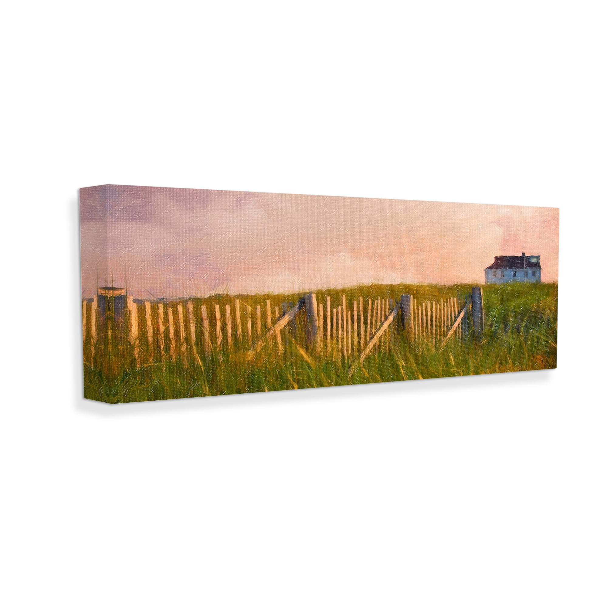 Stupell Industries Nautical Beach Cottage Landscape Painting Gallery Wrapped Canvas Art Print Wall Art, 30 x 13