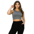 thumbnail image 4 of Women’s Ribbed Cropped Tank Top - High Neck -Charcoal, ML, 4 of 5