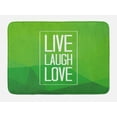 thumbnail image 1 of Live Laugh Love Bath Mat, Triangular Polygon Background with Rectangle Frame with Motivation, Non-Slip Plush Mat Bathroom Kitchen Laundry Room Decor, 29.5 X 17.5 Inches, Apple Green White, Ambesonne, 1 of 2