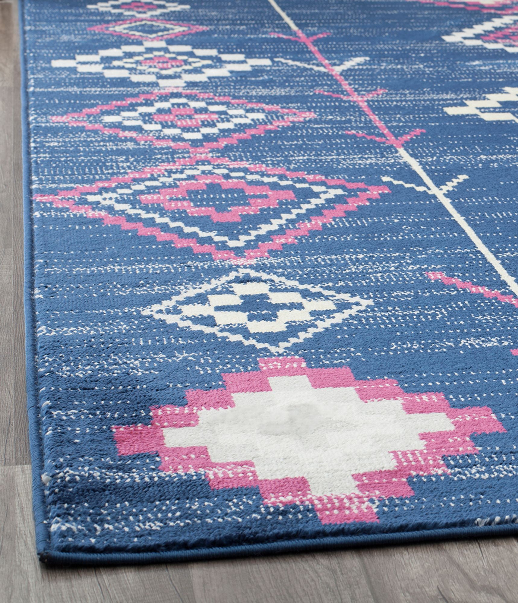 Soleil BR15H Native Navy Tribal Moroccan blue Area Rug, 2'x4'
