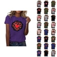 thumbnail image 1 of T-shirt Femme Saint-Valentin 2026 Mode Manches Courtes Col Rond Cœur Graphique, 1 of 4