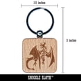 thumbnail image 2 of Fierce Horned Flying Dragon Wyvern Square Keychain Charm Tag - Engraved Wood, 2 of 6