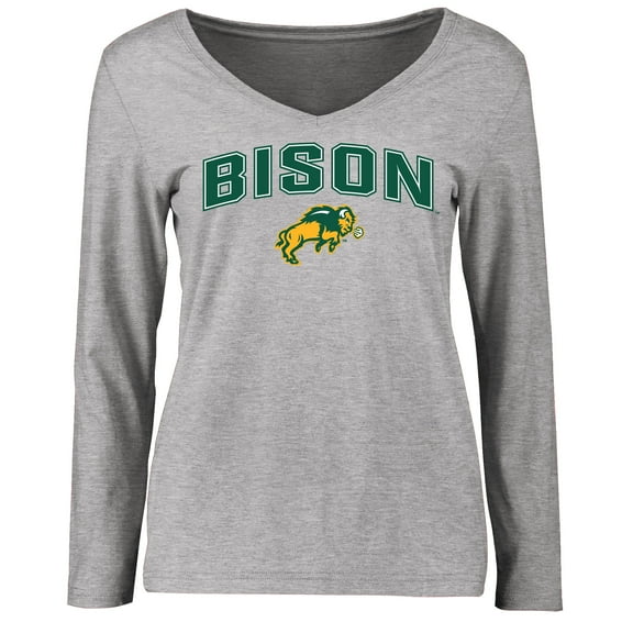 Women's Ash NDSU Bison Proud Mascot Long Sleeve T-Shirt