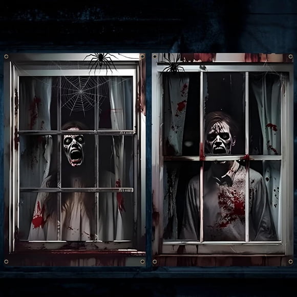 Cortinas de ventana Sel Natural Halloween Blood Ghost, 79 x 120 cm, 2 unidades