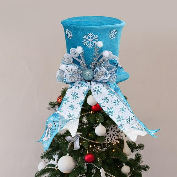 Deeceymbur Multi Detail Christmas Tree Topper Hat Pinky Blue Optional Foldable Xmas Party Tree Top Decor