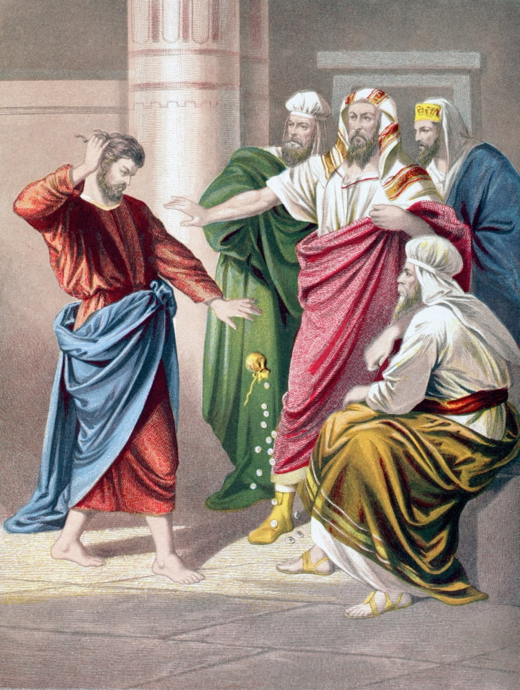 Judas Repents And In Remorse Returns The Thirty Pieces Of Silver From The Holy Bible Published By William Collins Sons & Company In 1869 Chromolithograph By JM Kronheim & Co Canvas Art - Ken Welsh De