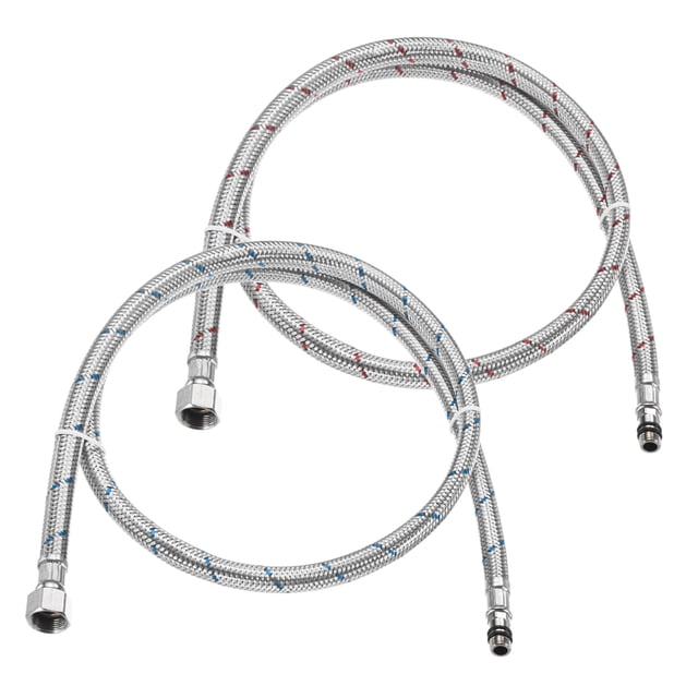 Uxcell 2-Pack 39 Pulgadas Conector de Manguera de Grifo, Conector de Compresión Femenino de 9/16 Pulgadas M10 Masculino para Baño