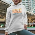 thumbnail image 2 of Kentucky, America, US or USA State, Groovy Retro Wavy Text Merch Gift, White Hooded Sweatshirt or Hoodie, Small, 2 of 5
