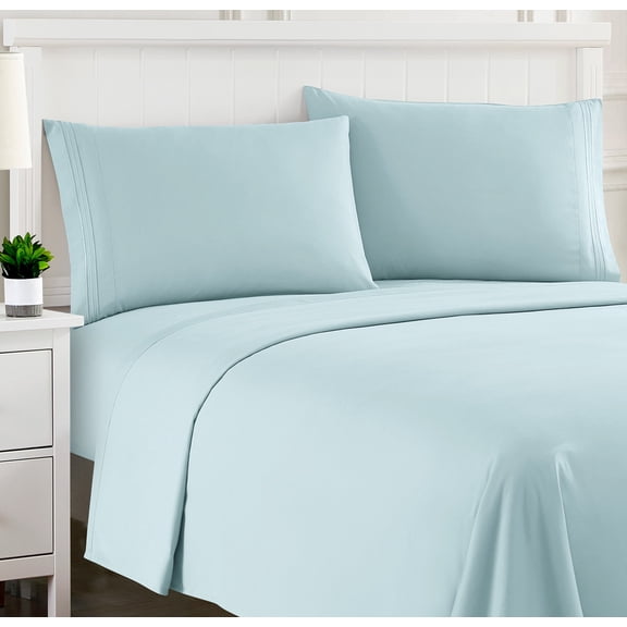 Sweet Home Collection California King Sheet Sets, Classic 1800 Series Deep Pocket 4 Piece, Luxury Soft Microfiber Bed Sheet Sets, Aqua