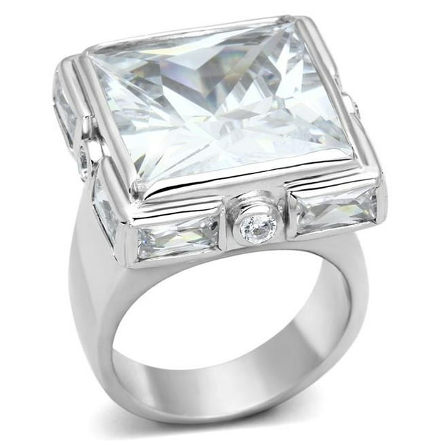 Alamode LOAS862-6 Women Rhodium 925 Sterling Silver Ring with AAA Grade CZ in Clear - Size 6