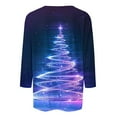 thumbnail image 4 of Womens Christmas Tops 3/4 Length Sleeve Crew Neck Xmas Tree Printed Graphic Tee Shirts Holiday Casual T-shirt (M, Blue 01), 4 of 5