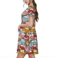 thumbnail image 2 of Lsque Robe Décontractée pour Femmes avec Imprimé de Voitures Mignonnes, T-Shirt d'Été à Manches Courtes, Col Rond, Robe Évasée, 2 of 6
