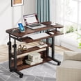 thumbnail image 6 of Tribesigns Mobile Computer Desk, Portable Adjustable Height Desk with Power Outlets and Storage Shelves for Home Office, Brown, 6 of 10