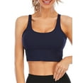 thumbnail image 2 of ITFABS Women Seamless Sports Bra, Solid Color Cross Back Medium Support Padded Yoga Bra, 2 of 9