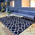 thumbnail image 6 of DEORAB 6'x9' Outdoor Rugs Reversible Plastic Straw Patio Outside Carpet Clearance Camping RV Mat,Blue & White, 6 of 7