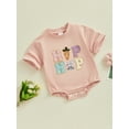 thumbnail image 2 of Bagilaanoe Newborn Baby Girl Boy Easter Rompers Letter Embroidery Short Sleeve Bodysuits 3M 6M 12M 18M Infant Casual One Piece Short Jumpsuit, 2 of 8
