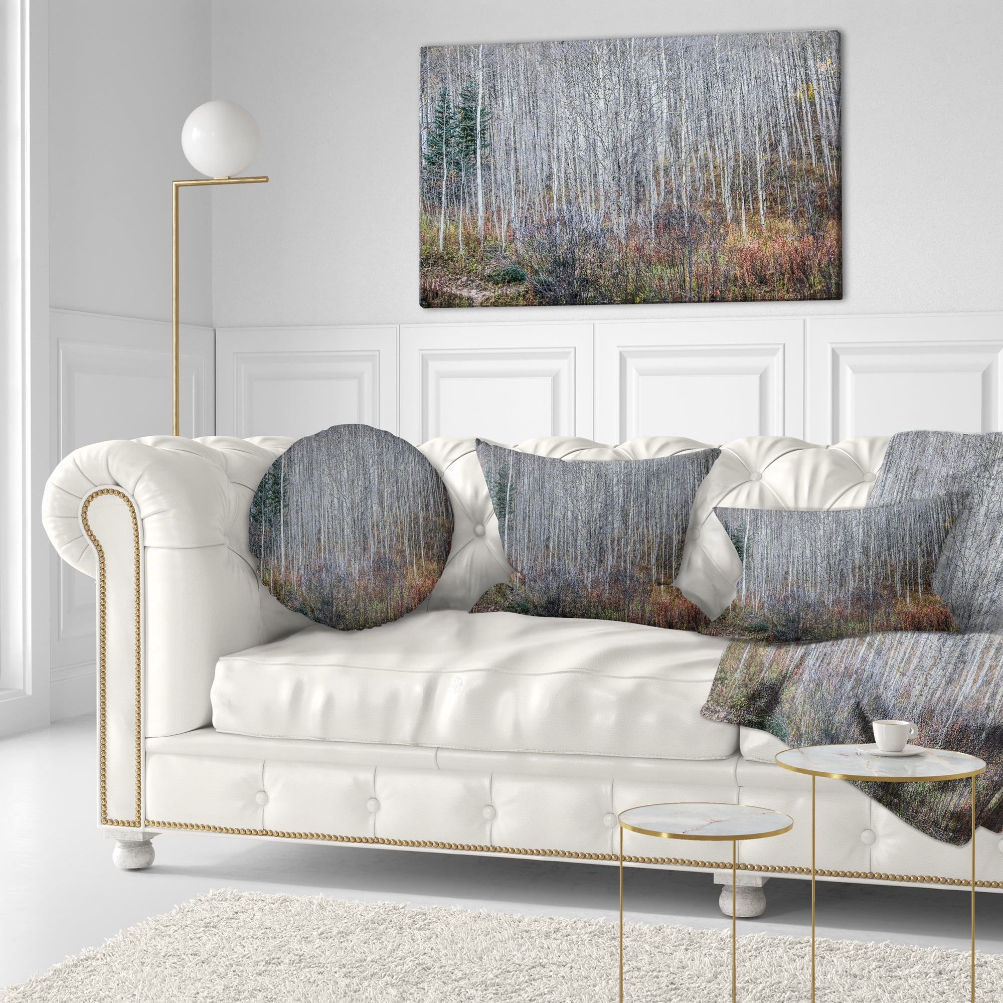 Designart Maroon Bells Mountain View - Modern Forest Throw Pillow - 12x20