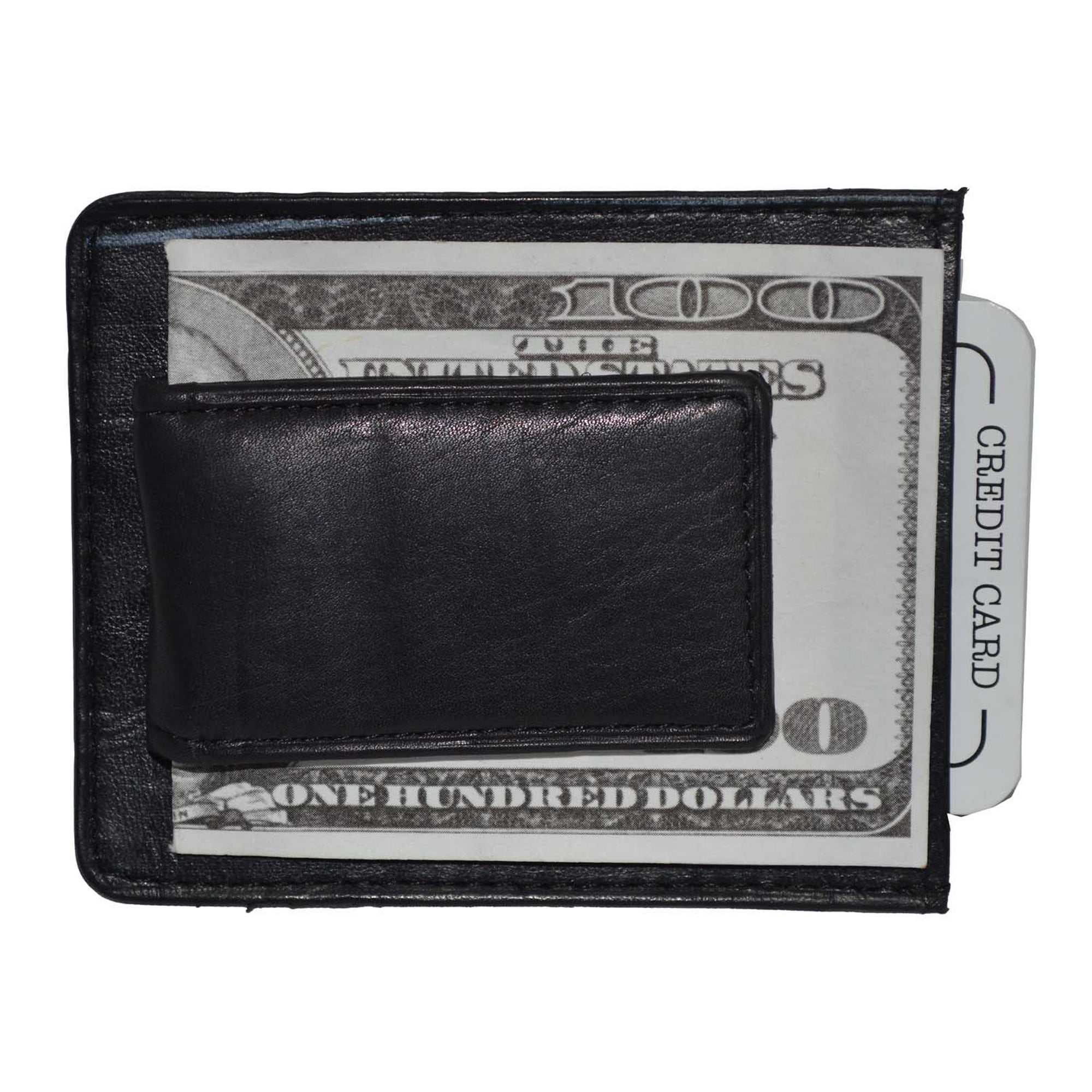 Magnetic Money Clip Wallet with a Credit Card Pocket by Leatherboss