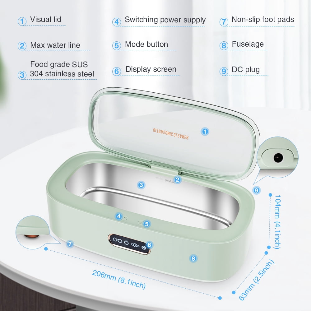 Ultrasonic Jewelry Cleaner, 300ml Jewelry Cleaning Machine, 45khz Stainless Steel Jewelry Cleaner with 4 Cleaning Modes for Jewelry Eyeglasses Watches Rings Earrings Necklaces Coins