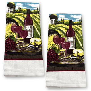 Holiday Christmas Kitchen Towels: Three Assorted Wine Drinking Humor  Including Wine Workout and Wine Superpowers, Flat Weave Towels, 100%  Cotton, Set of 3 