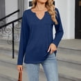 thumbnail image 3 of Womens Fall Clothes, Long Sleeve Shirts for Women Lightweight Casual Loose Fit Solid Color Notch V Neck Dressy Blouses, 3 of 5