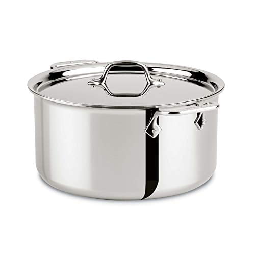 All-Clad 4508 Stainless Steel Tri-Ply Bonded Dishwasher Safe Stockpot with Lid/Cookware, Silver