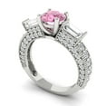 thumbnail image 2 of 2.33 ct Round Cut Simulated Pink Diamond 3 Stone 14K White Gold Womens Engagement Ring, 2 of 5