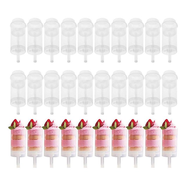 40Pcs Food Pusher Round Shaped Push-Pops Cake Cup with Lid Cake Push Pops Containers Cakepop Round P