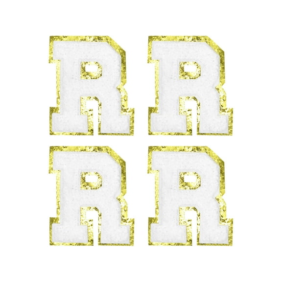 Uxcell Chenille Letter Patches Iron on Letter Patches White Alphabet R 3in Height for Clothing Pack of 4