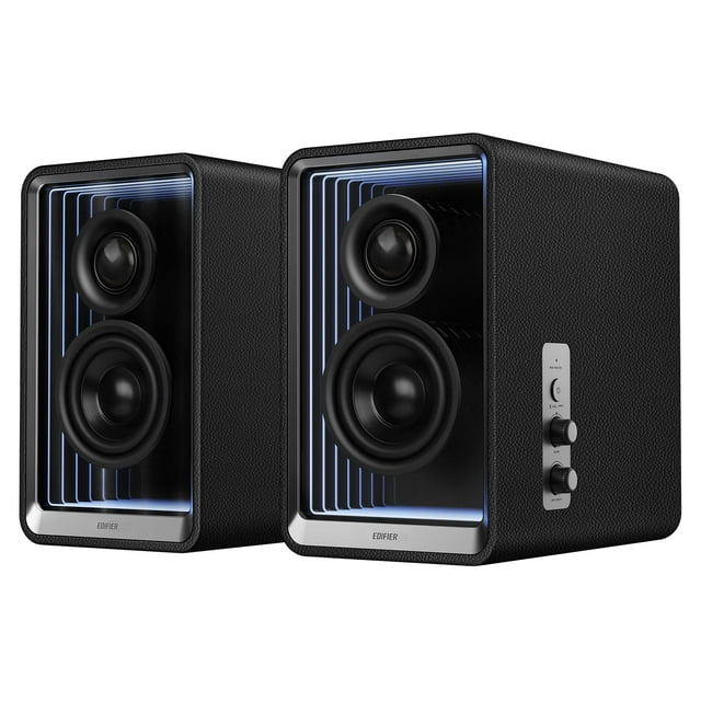 Edifier QR65 Active Monitor Speakers with 65W GaN Fast Charger Function, 70W RMS Bluetooth Computer Speakers with Hi-Res 24bit Wireless Audio, Subwoofer Out and Light Effects (Black)