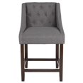 thumbnail image 3 of Home Square 24" Tufted Counter Stool in Dark Gray and Walnut - Set of 2, 3 of 5