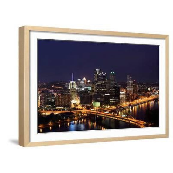 Pittsburghs Skyline from Mount Washington at Night, Framed Art Print Wall Art by Zigi Sold by Art.Com