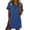 Blue, variant on Womens Denim Trim Collar Dress Button Down Short Sleeve Tunic Mini Dress Solid Casual Dress