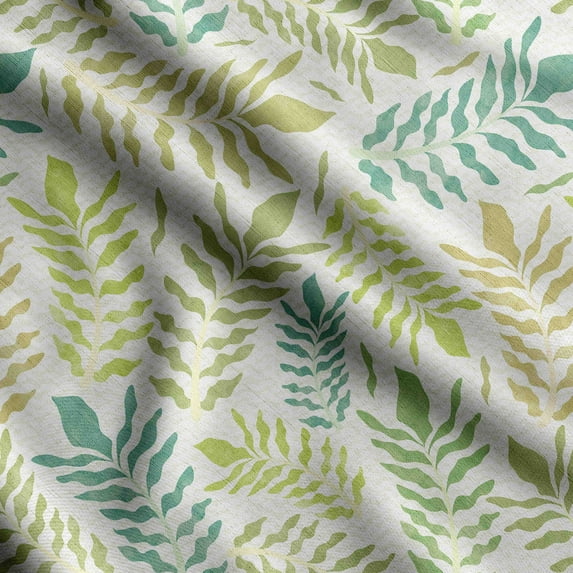 Soimoi Leaves Print, Silk Fabric, Decor Sewing Fabric by The Yard 42 Inch Wide,Decorative Fabric for Shirts Suits Ties, Light Green