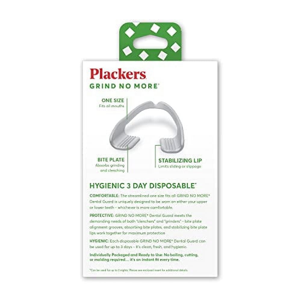 Plackers Grind No More Night Guard, Nighttime Protection for Teeth, Sleep Well, BPA Free, Ready to Wear, Disposable, One Size Fits All, 10 Count