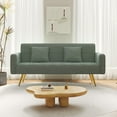 thumbnail image 4 of 71.7" Convertible Futon Sofa Bed with 3 Adjustable Positions, Teddy Upholstered Sleeper Sofa with 2 Pillows, Modern Loveseat Sofa Couch with Metal Legs, for Living Room Bedroom Office, Green, 4 of 9