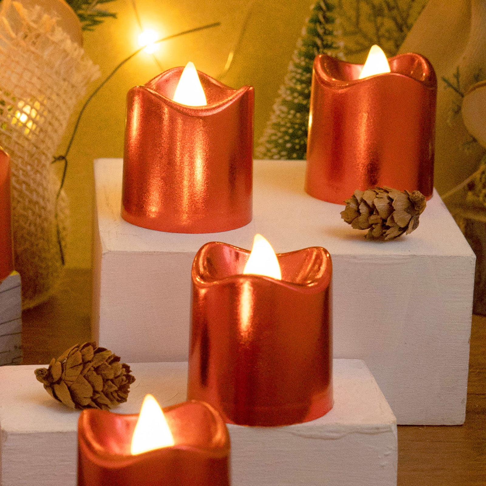 Cheer US 6Pcs Flameless Candles, Flickering LED Tea Light Candles