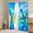 thumbnail image 3 of Feelyou Lake Watercolor Long Neck Dinosaurs Black Out Curtains for Boys Girls, Prehistoric Wildlife Curtains Pack of 2 (42x63 Each), Blue, 3 of 6